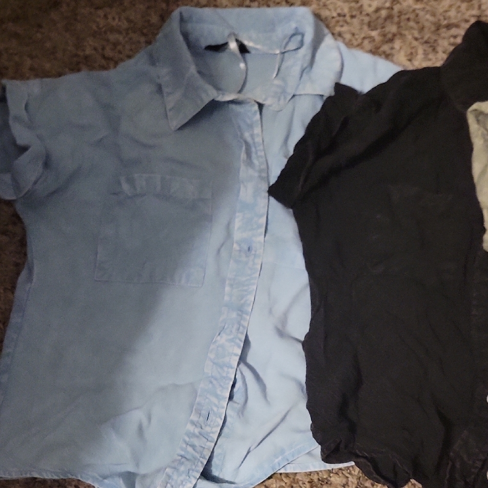 Blue, Green and Black Women's Tops